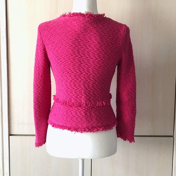 CACHE Pink Knit Jacket Sweater Cardigan Blazer Sz XS - Picture 6 of 13